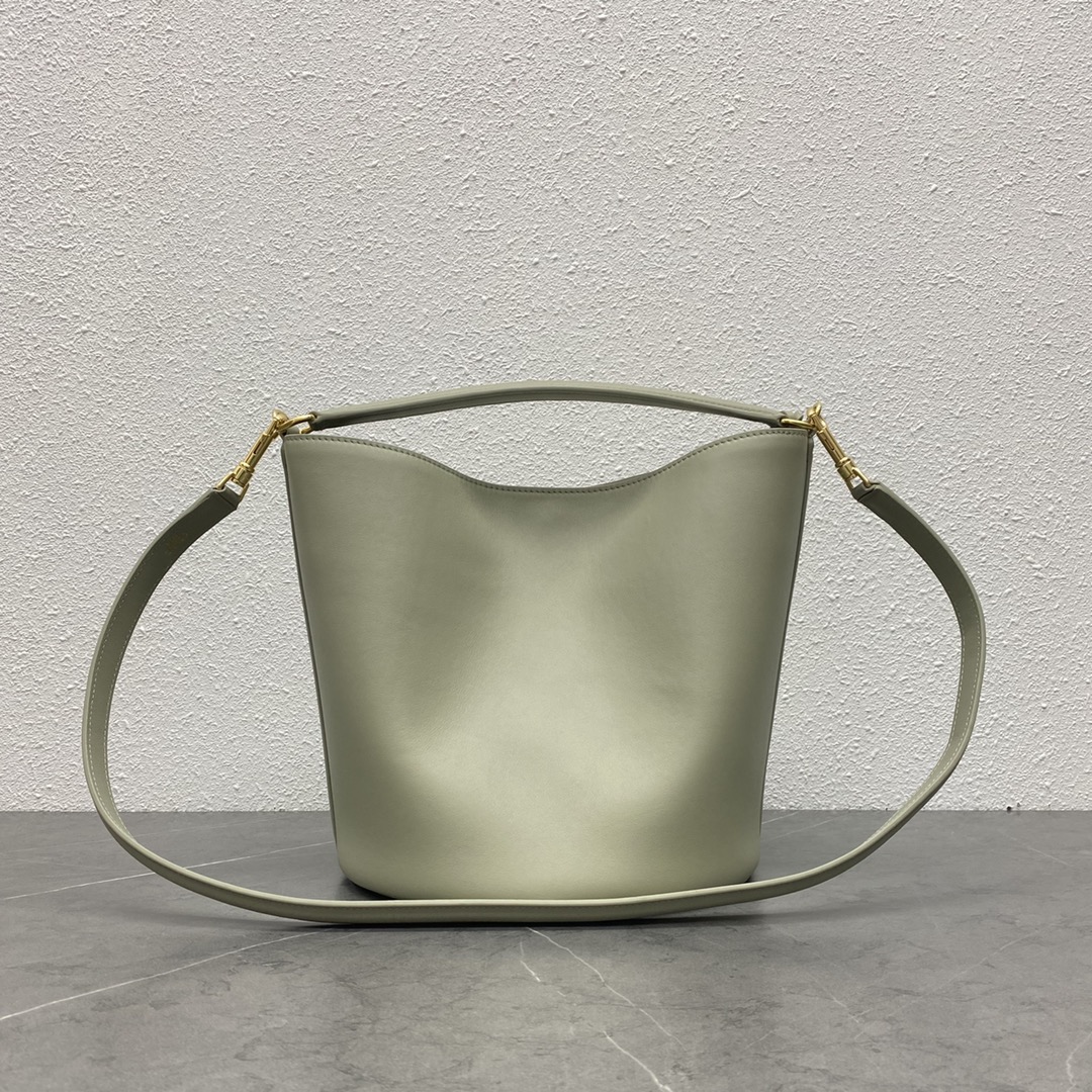 Celine Bucket 16 Smooth Calfskin Handbag Shoulder Bag Light Grey 195573